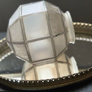 1 Vintage Art Deco geometric frosted glass lampshade